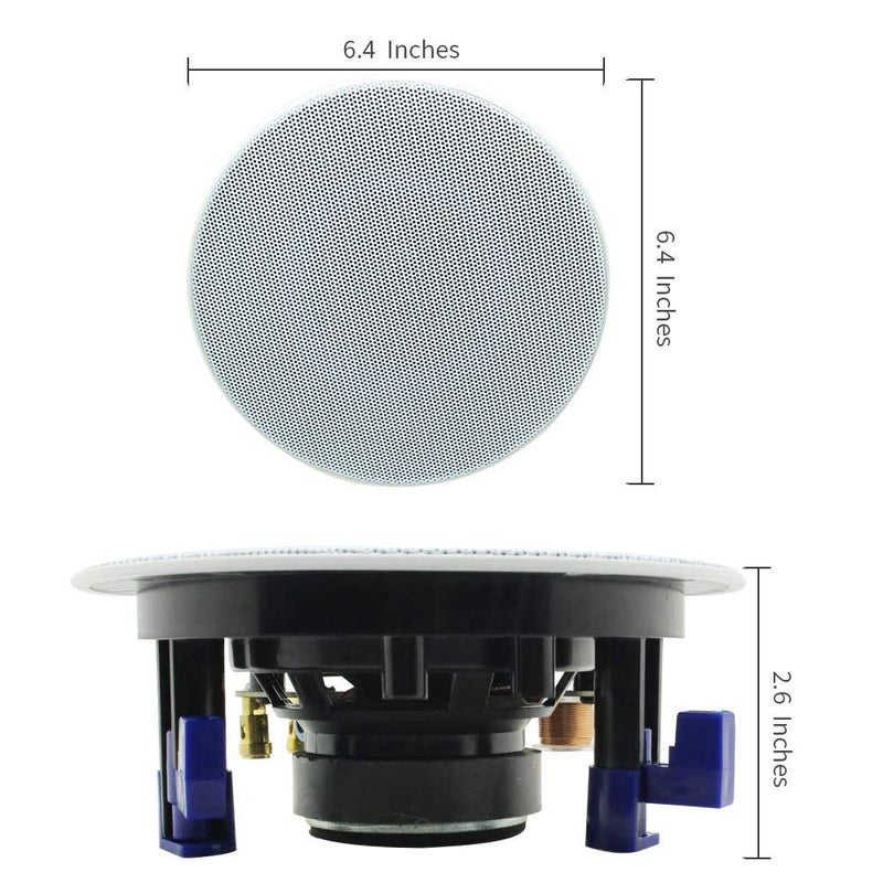 Herdio 4 Inches Flush Mount 2 Way Full Range in Wall Bluetooth Ceiling Speakers,Great for Humid Indoor Outdoor Placement Bath, Kitchen,Bedroom,Covered Porches A Pair - Image 3